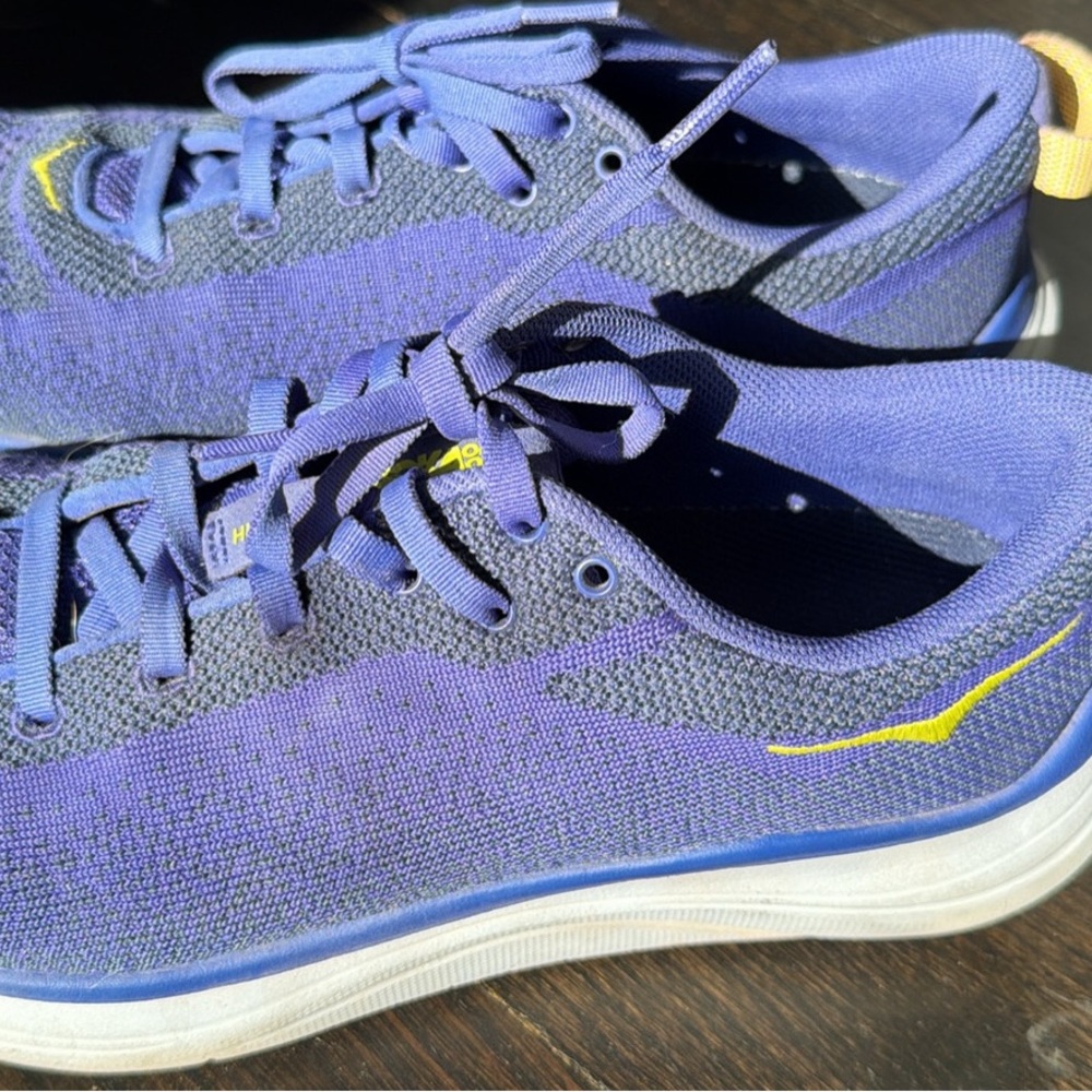 Hoka Blue and Yellow Sneakers